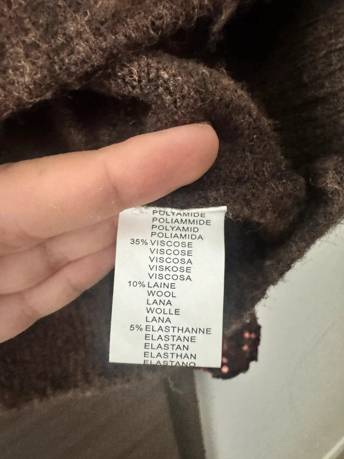 Chaqueta de punto marrón con mangas de lentejuelas y corazón bordado - Talla Única (TU) – photo 5